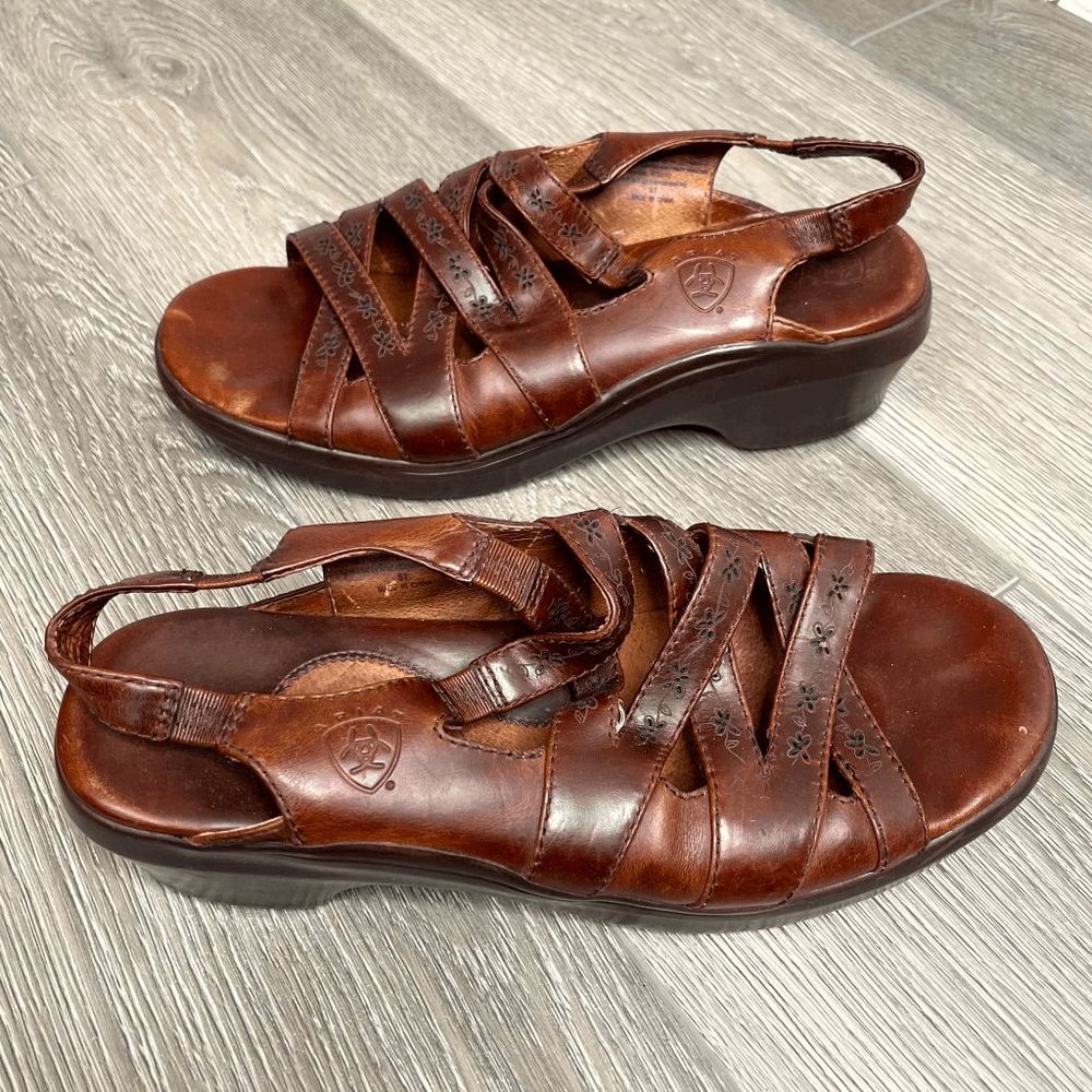 Ariat Shoes Ariat Leather Strappy Perforated Floral Sandals Size 9 Style 96922